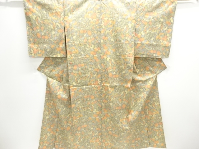 JAPANESE KIMONO / OMESHI / NISHIJIN-ORI / WOVEN FLORAL PLANTS